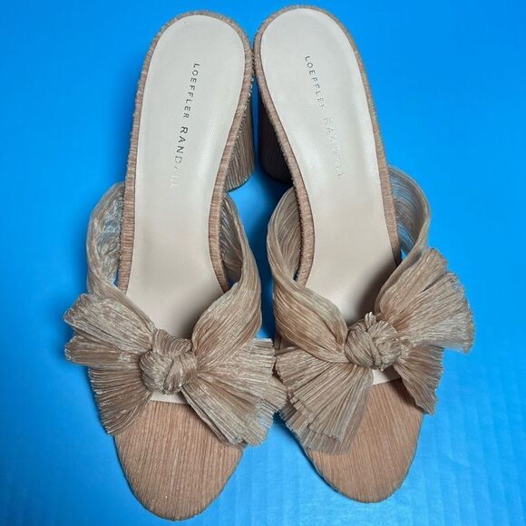 Loeffler Randall Womens Penny Pleated Knotted Bow Slide Sandals in Blush 10.5B - Picture 9 of 11